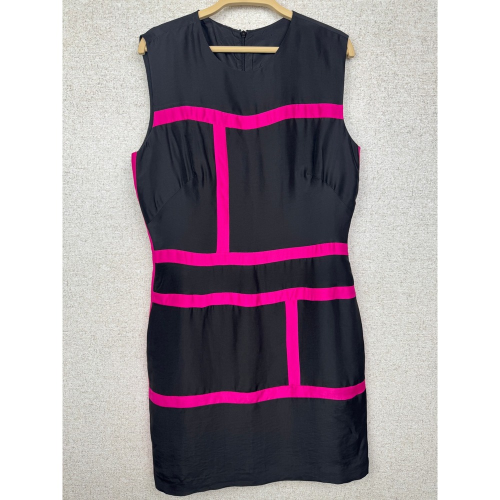 Martin Grant Paris SS2011 Runway Black Silk-Lined Dress Hot Pink Made in France